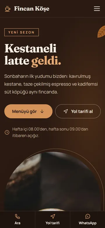 Aynı sitenin telefondaki görünümü